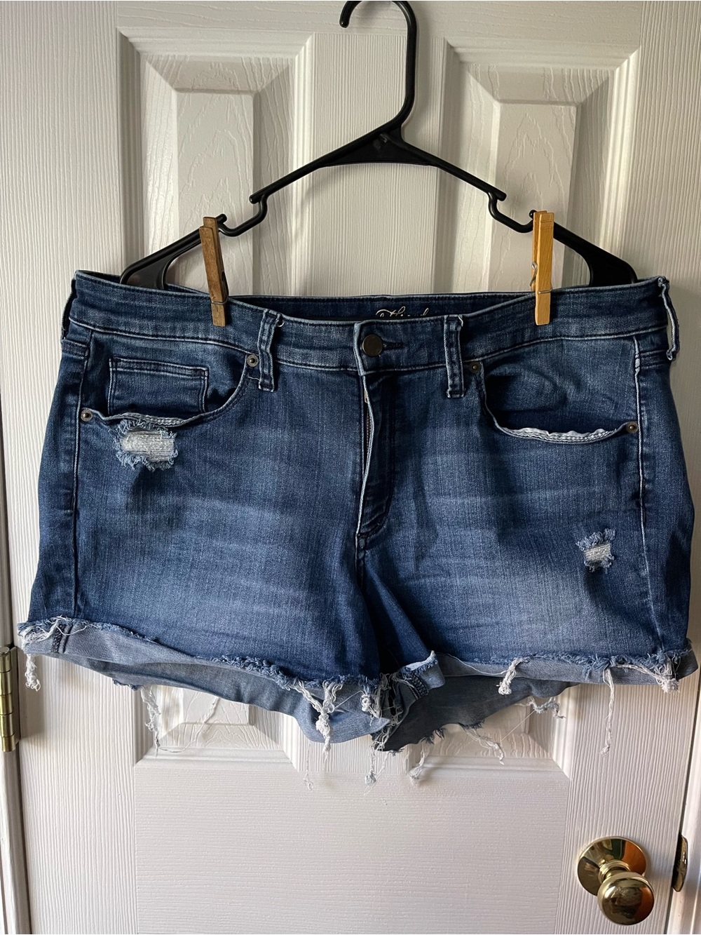 Universal Thread Dark Blue Distressed Denim Shorts
